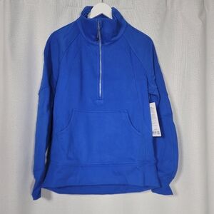 NWT Lululemon Scuba Oversized Funnel Neck Half Zip Long Sweatshirt Cerulean Blue